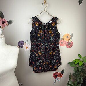 CAbi Black Floral Legend Sleeveless Blouse - Size - Small